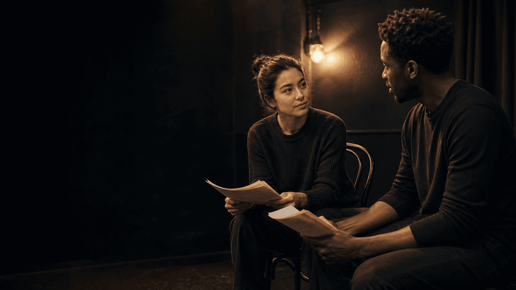 Two actors discovering a scene together